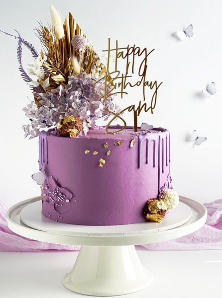 Mini Happy Birthday Custom Name Acrylic Cake Topper