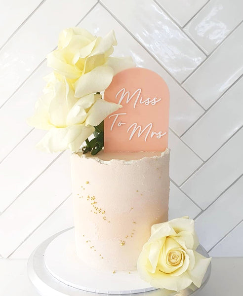 Miss to Mrs Peach Arch Bridal Shower Kitchen Tea Hens Party Cake Topper