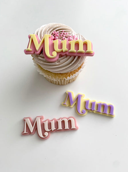 Retro Pastel Mum Double Layered Set of 2 Acrylic Cupcake Charms