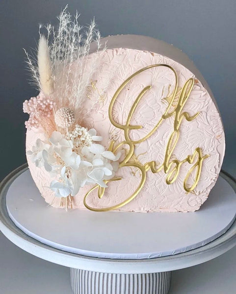 Boho Script Oh Baby Gender Reveal Baby Shower Arch Cake Charm Plaque Fropper