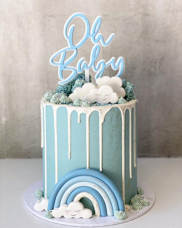 Oh Baby Double Layered Baby Shower Gender Reveal Cake Topper