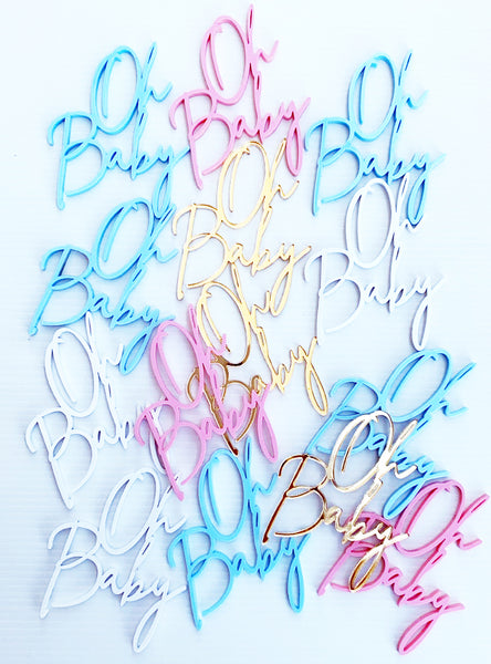 Oh Baby It's Girl It's Boy Gender Reveal Set of 3 Acrylic Cupcake Charms