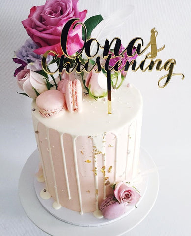 Custom Single Name Christening Baptism Holy Communion Confirmation Script Cake Topper