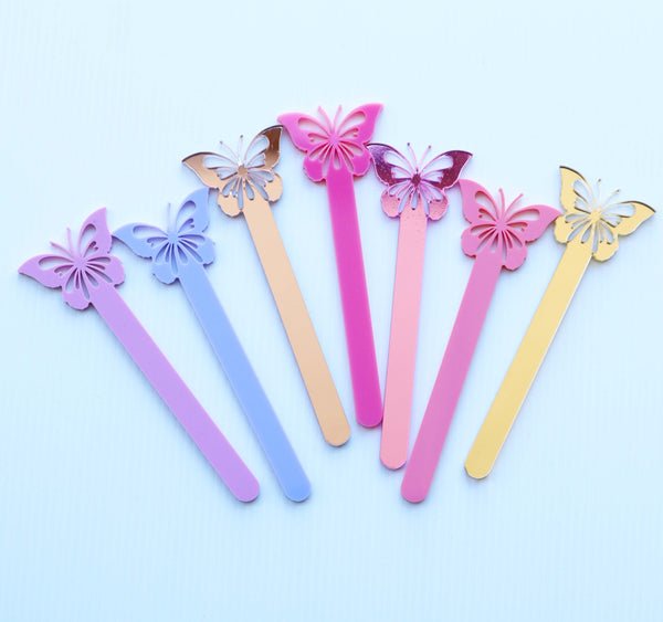 Butterfly Pastel Pink Purple Acrylic Cakesicle Popsicle Sitcks