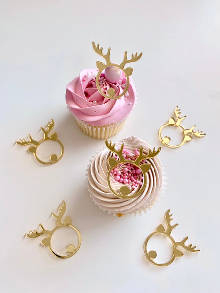 Christmas Hollow Reindeer Acrylic Cupcake Charm