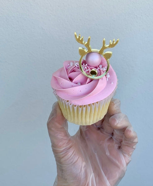 Christmas Hollow Reindeer Acrylic Cupcake Charm