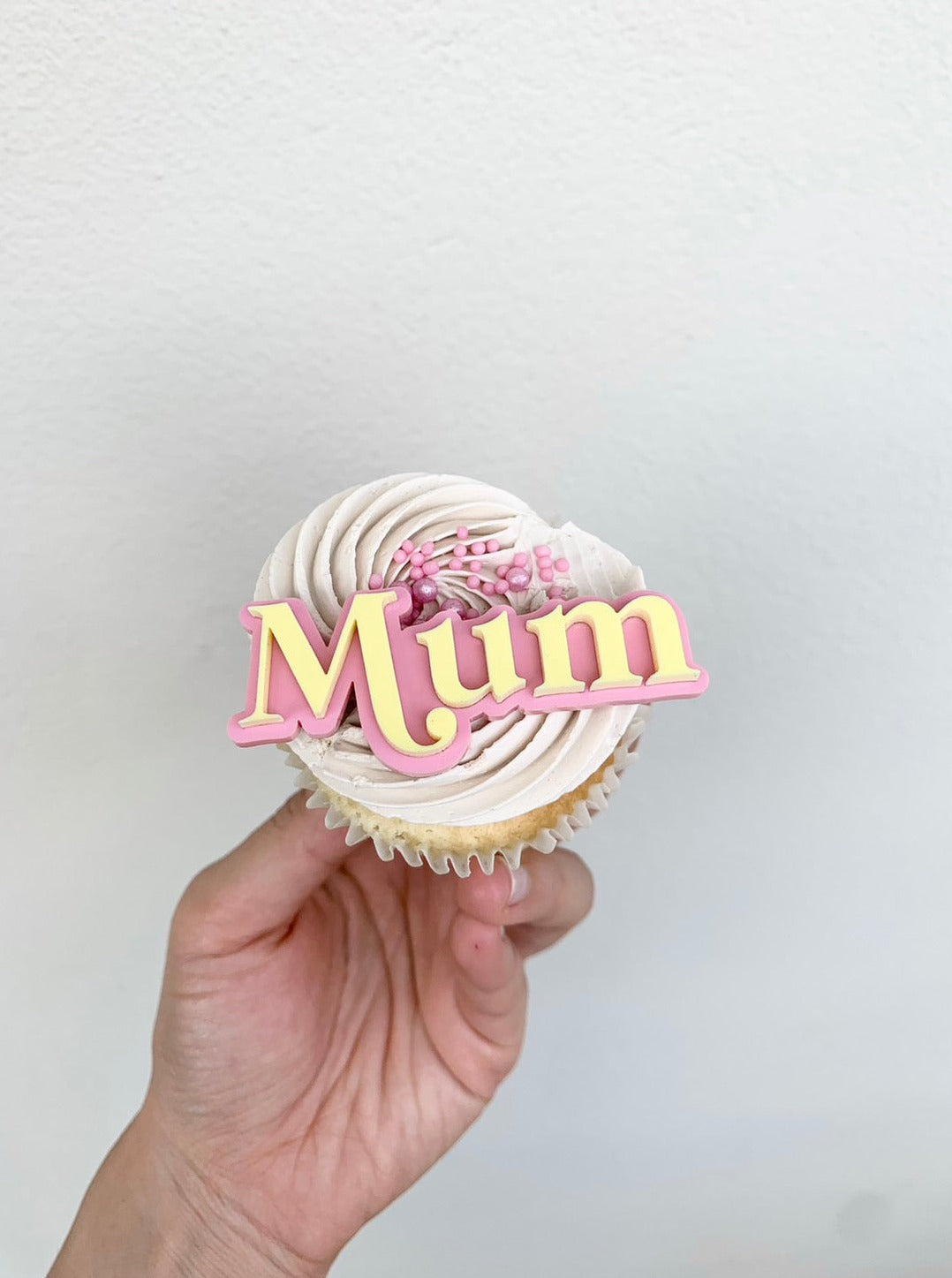 Retro Pastel Mum Double Layered Set of 2 Acrylic Cupcake Charms