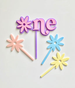 Daisy One First Birthday Double Layered Acrylic Cake Topper