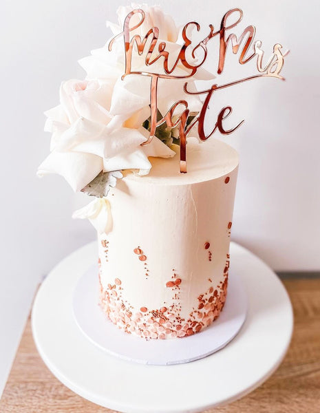 Mr & Mrs Mr & Mr Mrs & Mrs Custom Surname Modern Script Wedding Cake Topper