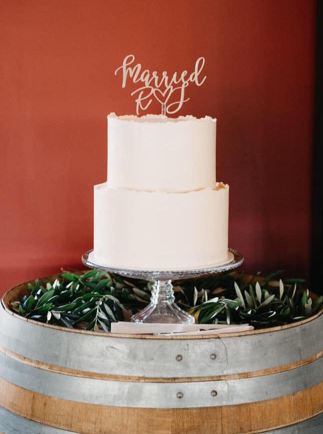 Married Custom Initials Modern Script Wedding Cake Topper