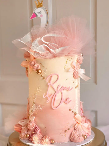 Swan Princess Custom Name is One Cake Plaque Charm