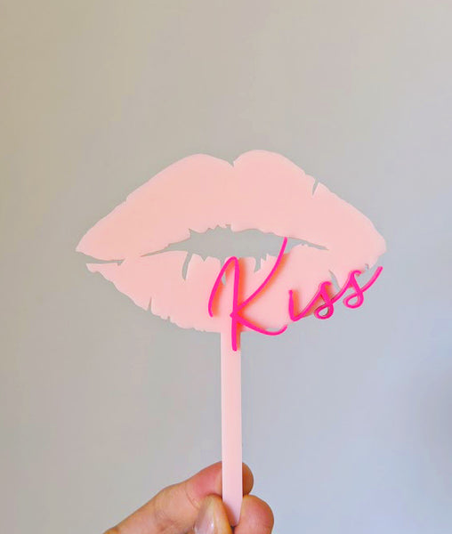 Lip Kiss Valentine's Day Acrylic Cake Topper