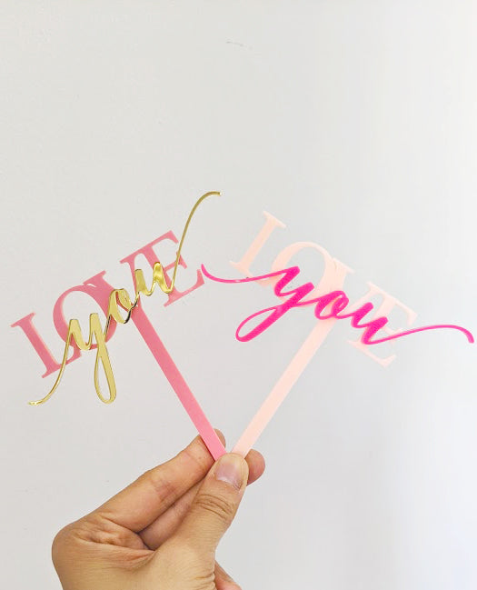 Love You Valentine's Day Acrylic Cake Topper