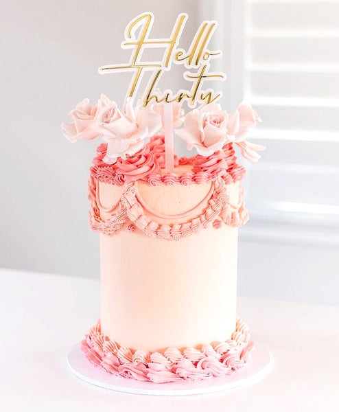 Double Layered Hello Thirty Hello Forty Cake Topper 30th Birthday Party