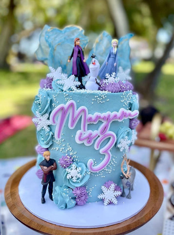 Disney Frozen Double Layered Custom Name & Age Birthday Cake Plaque Charm