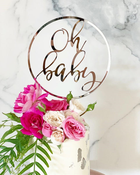 Circle Oh Baby Baby Shower Cake Topper