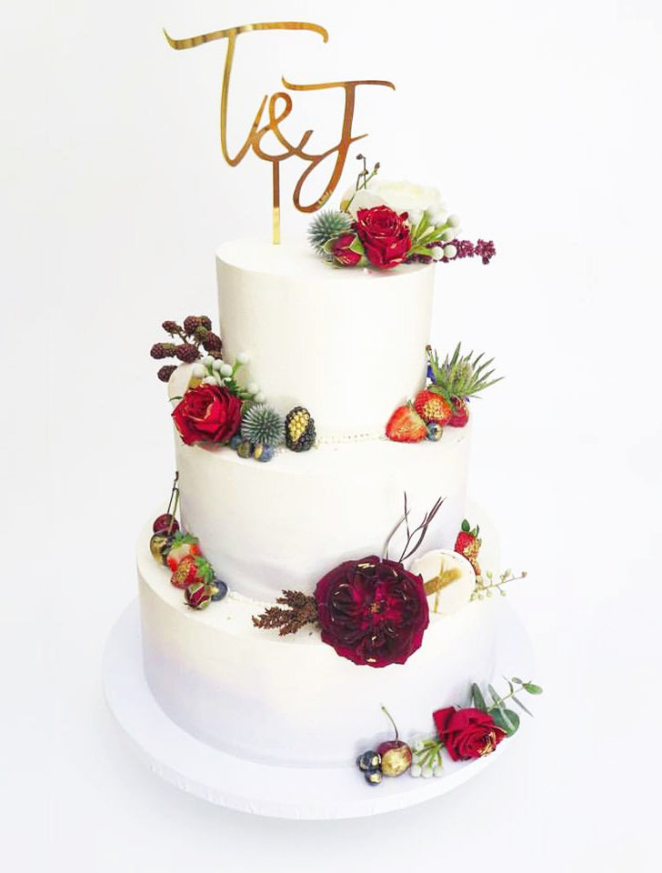 Custom Initials Modern Script Engagement Wedding Cake Topper – XOXO Design