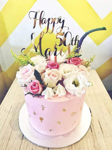 Happy 80th Pamela Custom Name & Age Birthday Cake Topper