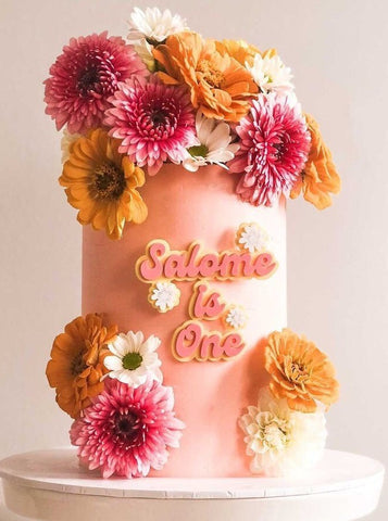 Vintage Flower Custom Name & Age Cake Plaque Charm